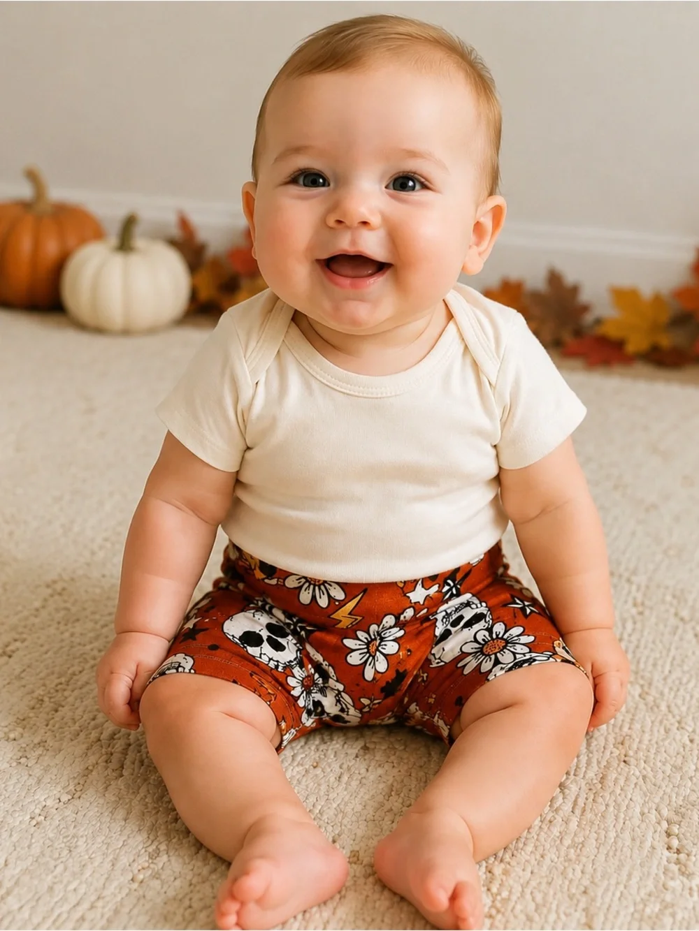 Bad Baby Bows Skull Daisy Biker Shorts Baby Size 6–9 Months